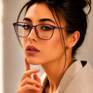 GUCCi  Black gold  Rounded cat eye frame