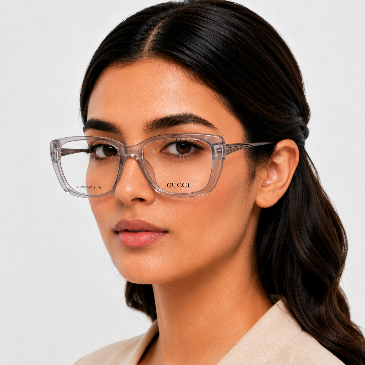 Cat eye frame light grey