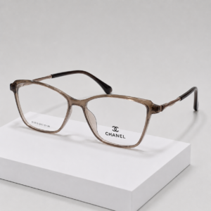 CHANEL Ladies Light Brown Semi Cat Eye Frame