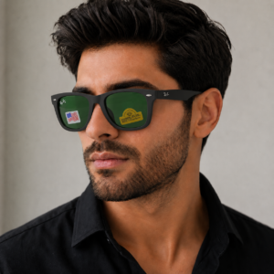 Matt Black Classic Wayfarer Green Mirror