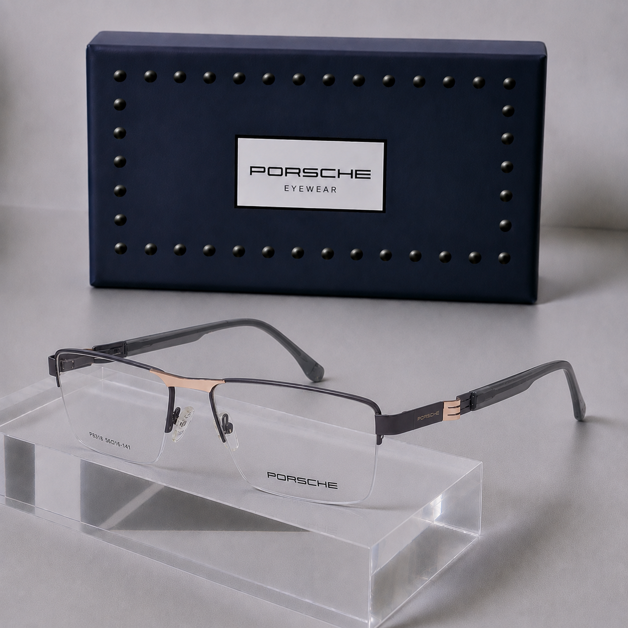 PORSCHE Rimless Everyday Square Metal Frame