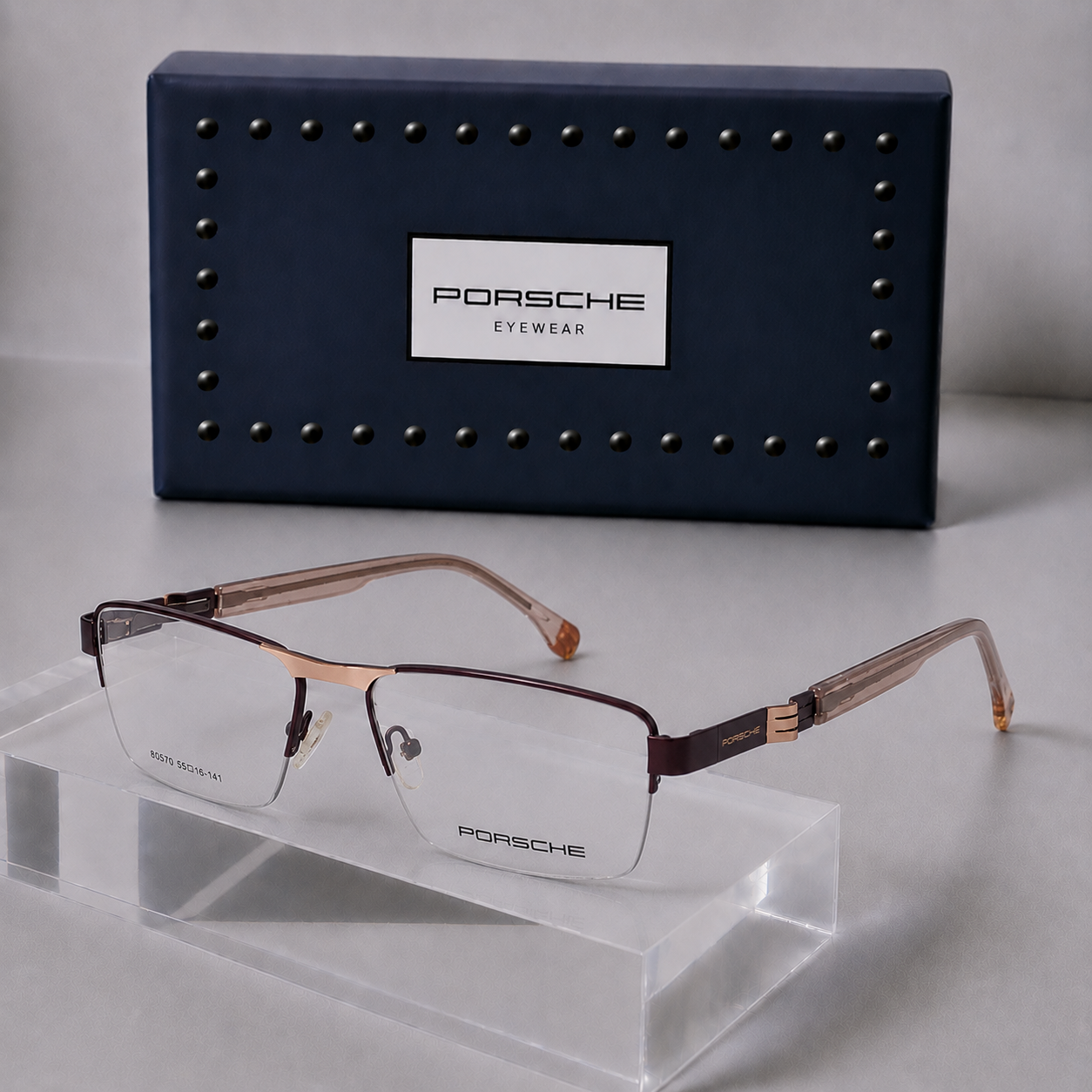 PORSCHE Everyday Square Rimless Gold Touch Frame