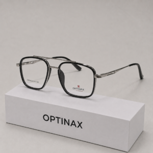 OPTINAX Snow Square Double Bridge Silver Black Frame