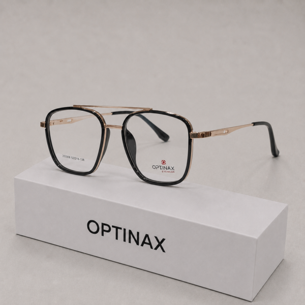 OPTINAX Snow Square Double bridge metal + sheet gold touch frame - Image 2