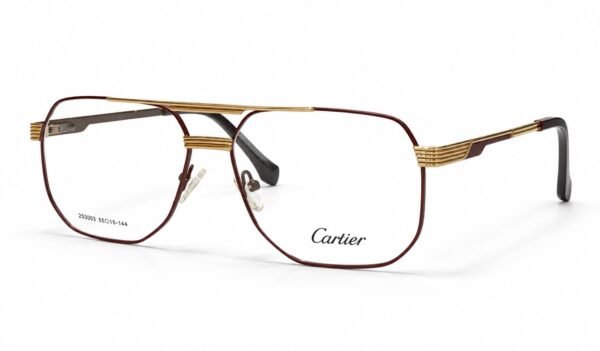 Cartier Burgundy & Gold Aviator Optical Frame - Image 2