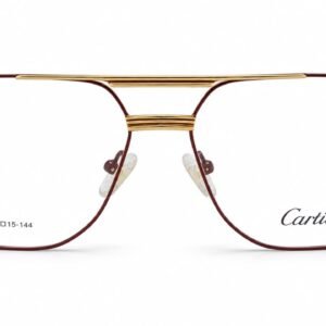 Cartier Burgundy & Gold Aviator Optical Frame