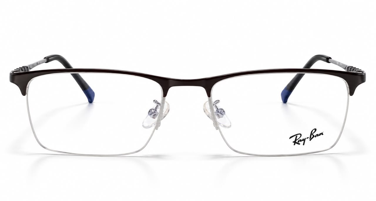 Ray-Ban Premium Black & Silver Semi-Rimless Optical Frame