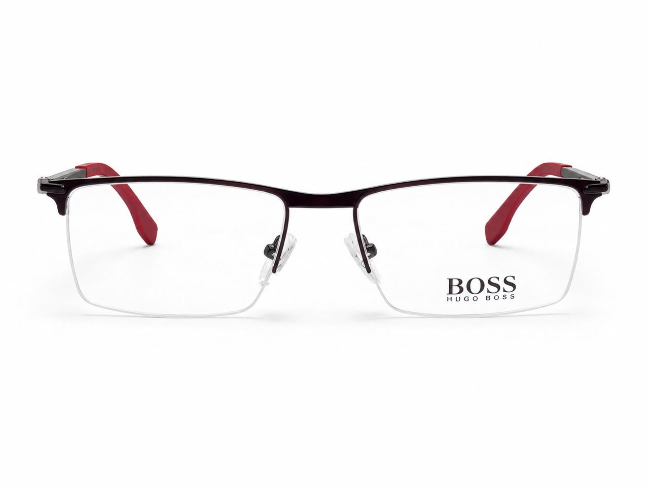 BOSS Hugo Boss Premium Black & Red Rimless Optical Frame