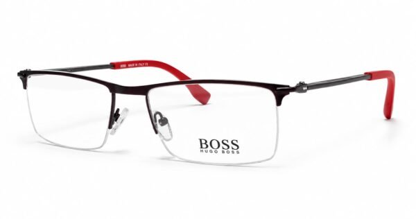 BOSS Hugo Boss Premium Black & Red Rimless Optical Frame - Image 2