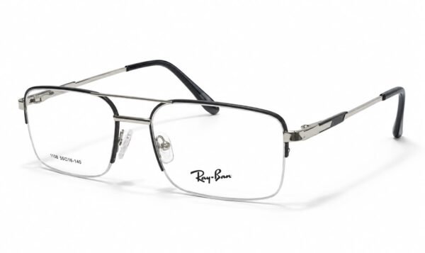 Ray-Ban Premium Black & Silver Semi-Rimless Optical Frame - Image 2