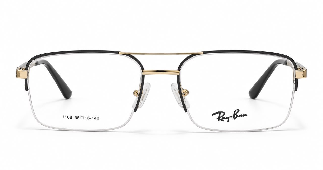 Ray-Ban Premium Gold & Black Semi-Rimless Optical Frame
