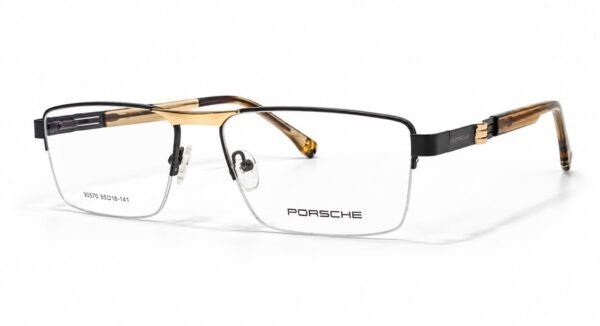 Porsche Premium Black & Gold Semi-Rimless Optical Frame - Image 2