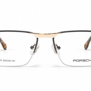Porsche Premium Black & Gold Semi-Rimless Optical Frame