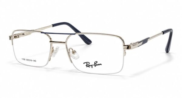 Ray-Ban Premium Silver & Navy Blue Semi-Rimless Optical Frame - Image 2